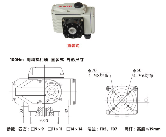 電動執行器,電動頭,YTDG-RS100電動執行機構結構圖,直裝式