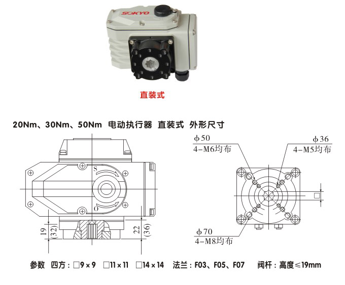 電動執行器,電動頭,YTDG-RS50電動執行機構結構圖,直裝式