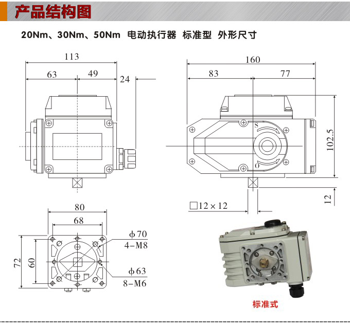 智能電動執(zhí)行器,YTDZ-RS50智能電動執(zhí)行機(jī)構(gòu)結(jié)構(gòu)圖,標(biāo)準(zhǔn)式