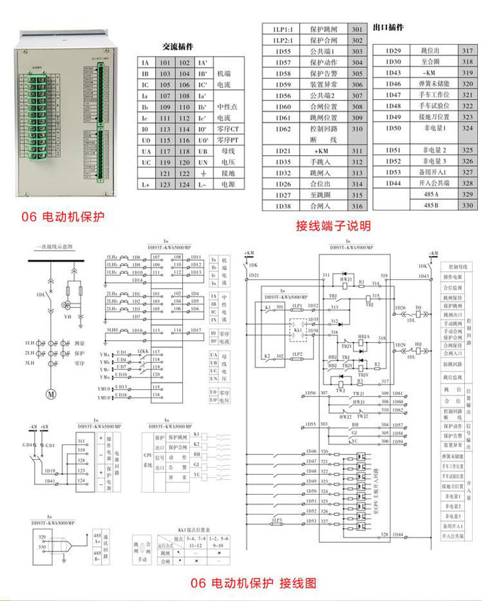 差動保護,DH93電動機差動保護裝置,綜保接線圖