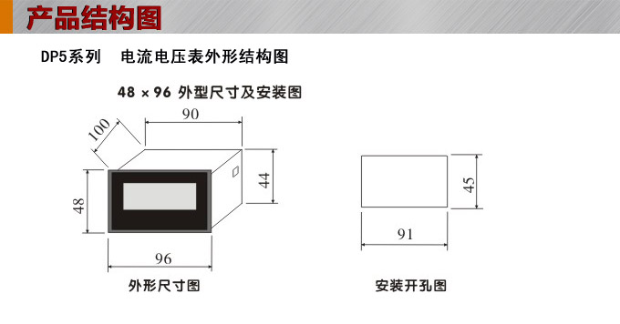 數字電流表,DP5交流電流表,電流表外形結構圖