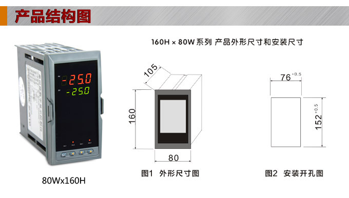 數顯控制儀 DT420智能雙回路數顯表，雙回路數顯控制儀結構圖