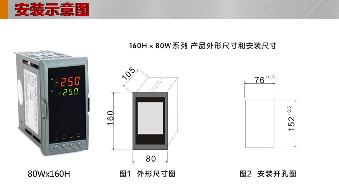 數顯控制儀 DT420智能雙回路數顯表，雙回路數顯控制儀安裝示意圖