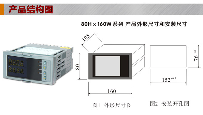 數顯控制儀 DT416智能雙回路數顯表，雙回路數顯控制儀結構圖