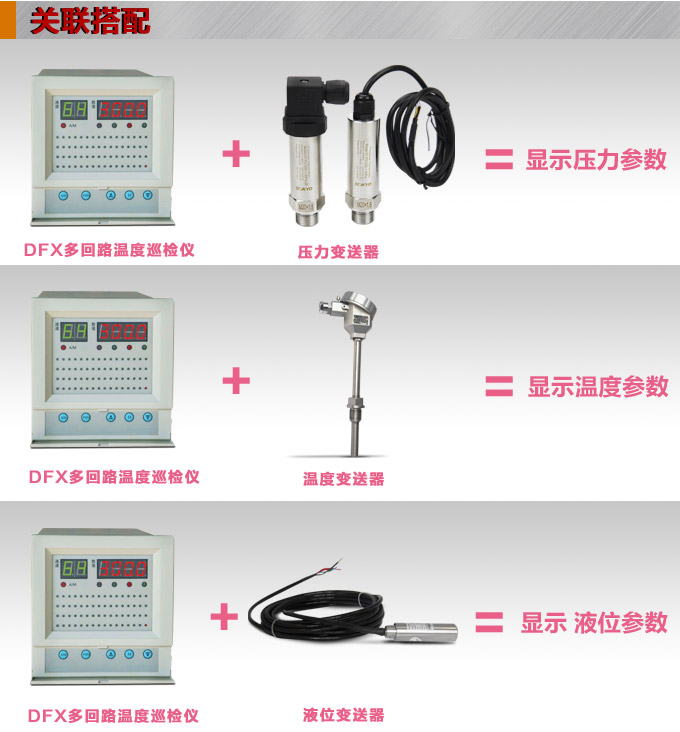 溫度巡檢儀，DFX14多回路溫度巡檢儀，多回路巡檢控制儀關聯搭配