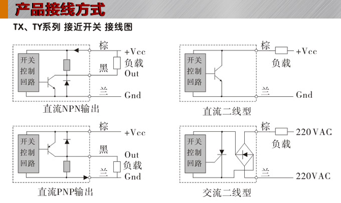 電感式接近開關,TX-18圓柱形接近開關接線圖